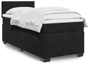 vidaXL Pat box spring cu saltea, negru, 80x200 cm, catifea
