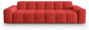 Canapea Kendal cu 4 locuri si tapiterie din catifea, rosu