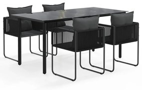 3156496 vidaXL Set de servit masa pentru grădină, 5 piese, negru