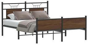 vidaXL Cadru pat fără saltea, stejar maro, 137x190 cm, lemn prelucrat
