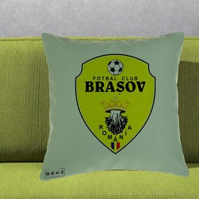 Perna Personalizata FC Brasov Fotbal Romania, 40x40 cm, Verde, Husa Detasabila, Perna Inclusa, BEKZ®