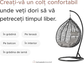 Scaun suspendat alb KOKON fara suport, perna alb-gri