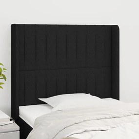 3119810 vidaXL Tăblie de pat cu aripioare, negru, 103x16x118/128 cm, textil