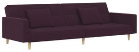 Canapea extensibila 2 locuri, 2 pernetaburet, violet, textil Violet, Cu suport de picioare