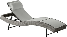 Outsunny Șezlong din PE-rattan, formă în S, șezlong de grădină cu spătar reglabil în 5 poziții, pernă pentru cap, respirabil, rezistent la UV | Aosom Romania
