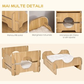 PawHut Pat Confortabil pentru Pisici cu 2 Nivele și Perne Incluse, 50x50x50cm, Ideal pentru Relaxare | Aosom Romania