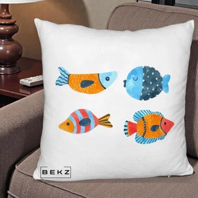 Perna Decorativa Pesti Acuarela, 40x40 cm, Alb Pufos, Husa Detasabila, Perna Inclusa, BEKZ®