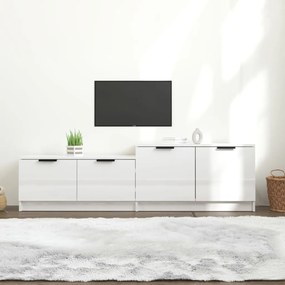 Comoda TV, alb extralucios, 158,5x36x45 cm, lemn prelucrat 1, Alb foarte lucios