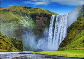 Tablou pe sticlă - Cascada Seljalandsfoss (70x50 cm)
