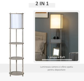 Lampa de podea cu rafturi, lampa de lectura moderna cu comutator de picior, baza E27 HOMCOM | Aosom RO