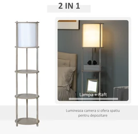 Lampa de podea cu rafturi, lampa de lectura moderna cu comutator de picior, baza E27 HOMCOM | Aosom RO