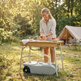 Rezervor Outsunny 40L Camping Robinet Roți | Aosom Romania