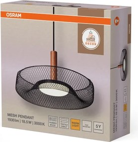 Osram - Lustră LED suspendată pe cablu DECOR MESH LED/18,5W/230V Ø 40 cm negru/lemn de cauciuc
