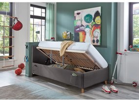 Pat pentru copii gri antracit tapițat cu spațiu de depozitare cu somieră 90x200 cm Cool – Meise Möbel