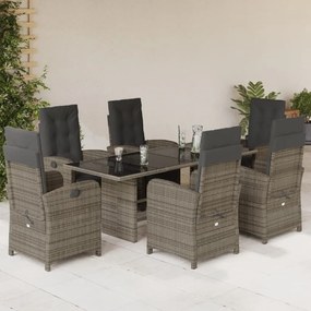 3212492 vidaXL Set mobilier de grădină cu perne, 7 piese, gri, poliratan