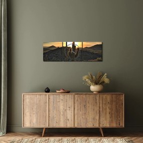 Tablou - cactușii la soare (cu ceas) (90x30 cm)