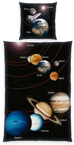 Lenjerie de pat din bumbac Universul, 135 x 200 cm, 80 x 80 cm