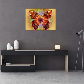 Tablou pe sticlă - Fluture etno (70x50 cm)
