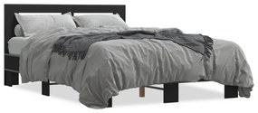 3280117 vidaXL Cadru de pat, negru, 120x190 cm, lemn prelucrat și metal