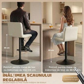 HOMCOM Set 2 Scaune de Bar din Piele PU cu Suport pentru Picioare, Scaune Rotative, Bucătărie, Crem | Aosom Romania