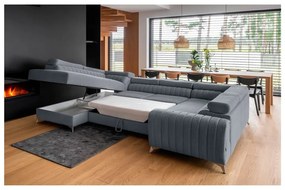 Colțar albastru extensibil/cu spațiu de depozitare (cu colț pe partea stângă/în formă de "U") Louis – ELTAP