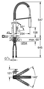 GROHE 31395000 - Baterie pentru chiuvetă EUROCUBE 547 mm, crom lucios