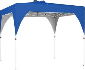 Outsunny Cort pliabil Pop-up 3x3 m cu blocare centrală înălţime reglabilă husă transport cu roţi şi saci de nisip albastru | Aosom Romania