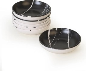 Set 6 boluri X00017422, alb/negru, ceramica, 13 cm