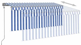 Copertina automata cu storLEDsenzor vant albastrualb 3x2,5 m Albastru si alb, 3 x 2.5 m
