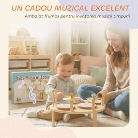 AIYAPLAY Set de Instrumente Muzicale pentru Copii de la 2+ Ani cu Tobe și Xilofon, Culoare Naturală | Aosom Romania