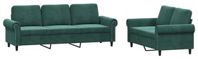 3202252 vidaXL Set de canapele cu perne, 2 piese, verde închis, catifea