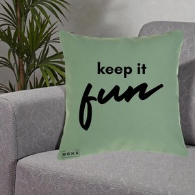 Perna Decorativa Keep It Fun, 40x40 cm, Verde, Husa Detasabila, Perna Inclusa, BEKZ®