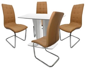 Set Masa Fixa Pal Alb Si 4 Scaune Bucatarie/Dining Franko Cappucinno