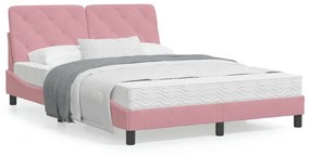 3207916 vidaXL Cadru de pat cu tăblie, roz, 120x200 cm, catifea