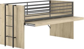 Pat pentru copii în culoare naturală înalt cu somieră 90x200 cm Sam – Vipack