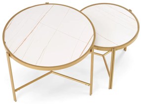 Set 2 buc. măsuțe de cafea Fantoma (marmură albă + auriu). 1092439