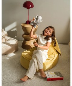 Fotoliu puf pentru copii galben cu tapițerie din catifea Bunny – Wigiwama