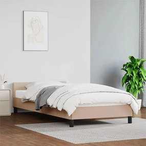 347476 vidaXL Cadru de pat cu tăblie, cappuccino, 90x190 cm, piele ecologică