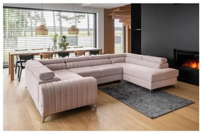 Colțar roz extensibil/cu spațiu de depozitare (cu colț pe partea dreaptă/în formă de "U") Louis – ELTAP