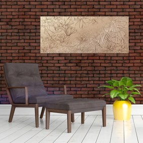 Tablou - Flori desenate (120x50 cm)