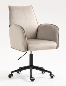HR280K Scaun Latte din Catifea cu Bază Neagră