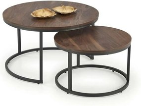 Set 2 masute cafea JAVA, nuc/negru