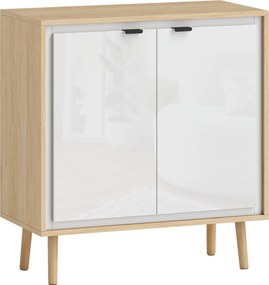 HOMCOM Dulap Modern cu 2 Uși și Raft Reglabil 72x35x77cm Alb și Stejar | Aosom Romania