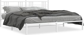 vidaXL Cadru de pat metalic cu tăblie, alb, 200x200 cm