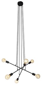 Lampă modernă cu pandantiv neagră 80 cm cu 6 lumini - Sydney