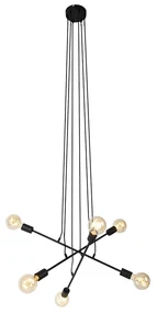 Lampă modernă cu pandantiv neagră 80 cm cu 6 lumini - Sydney