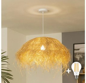 Brilagi - Lampă suspendată LED pe cablu CERIA BOHO, 1xE27/40W/230V, Ø 60 cm, rafie