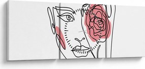 Tablou - Linie de artă față cu trandafir (cu ceas) (90x30 cm)
