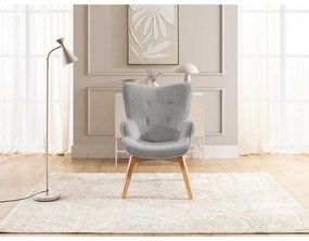 Fotoliu gri cu tapițerie din catifea reiată Niko – Ropez
