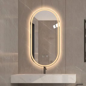 Oglindă Baie LED și Dezaburire Elit's Premium cu Senzor Touch, Lumina Rece, Caldă și Neutră, 50x80cm,